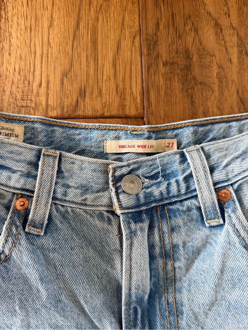 Levi's Ribcage Light Blue Ripped Wide Leg Jeans - Picture 3 of 5